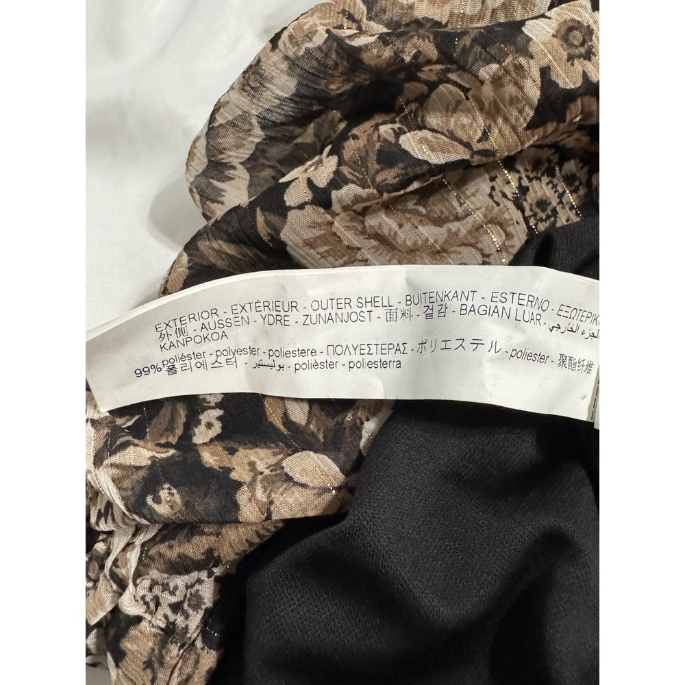 Zara Women's Dress Ruched Metallic & Floral Print Small Romantic Partial-Sheer - Picture 9 of 10
